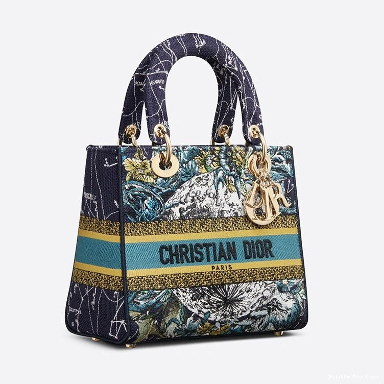 Cheap D-lite Medium Blue Canvas Motif Lady Bag Constellation 0807 Luxury